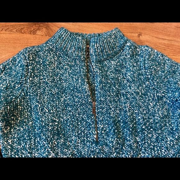 Soft Surroundings turquoise Quarterzip sweater - Picture 3 of 3